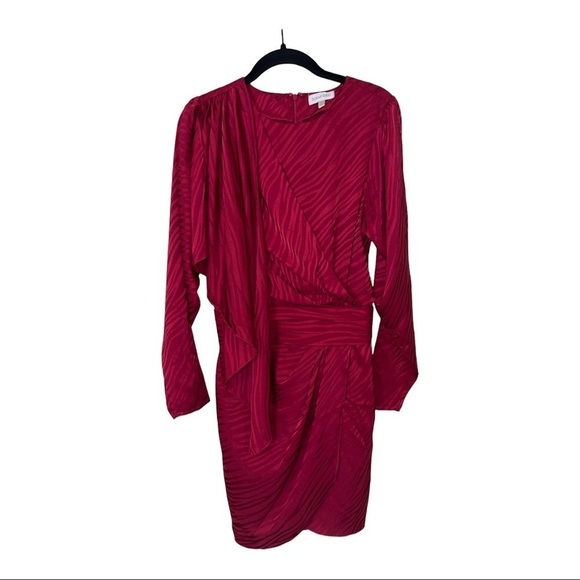 NWT RONNY KOBO Red Shanaya Mini Dress Long Sleeve Draped Small Tinsley Mortimer - Picture 8 of 14